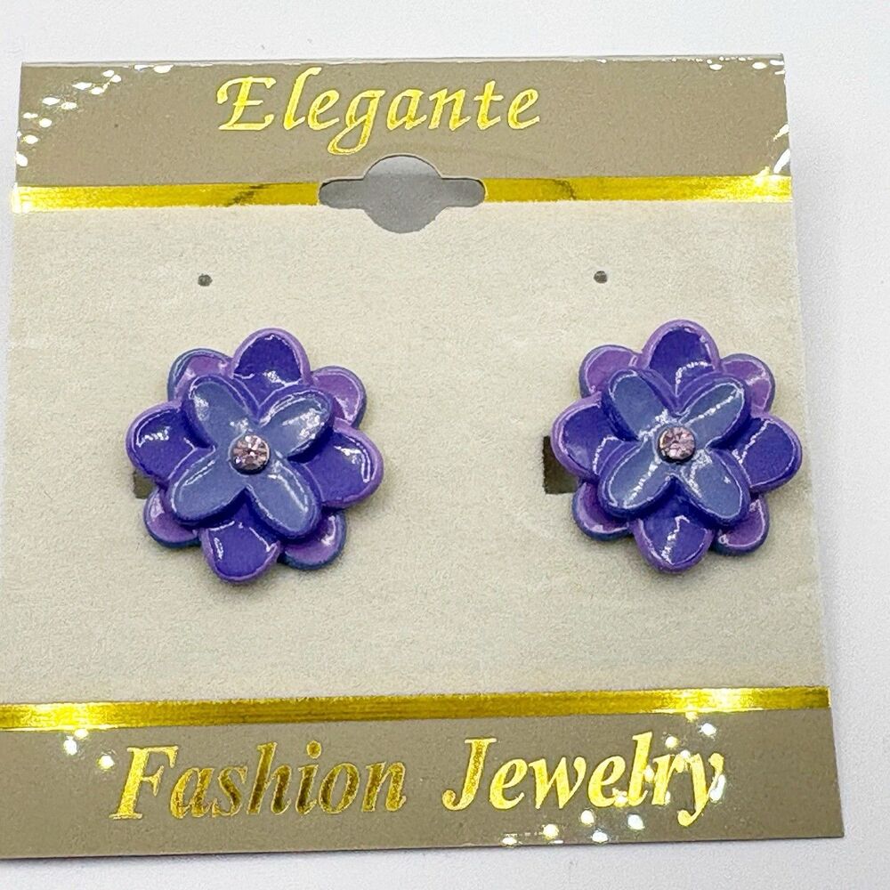 Purple Flower Pierced Post Earrings New Spring Easter Grandma Mayday Summer